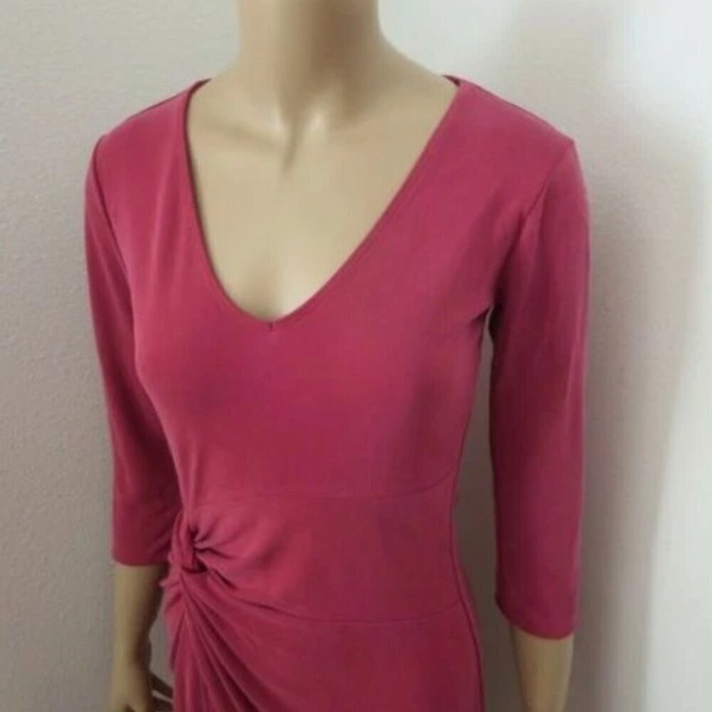 NWT Abercrombie Womens Knot Front T-Shirt Tee Dress Size XS S M Red 3/4 Sleeve - Picture 4 of 6